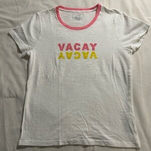 J. Crew White Tee with Pink and Yellow Print